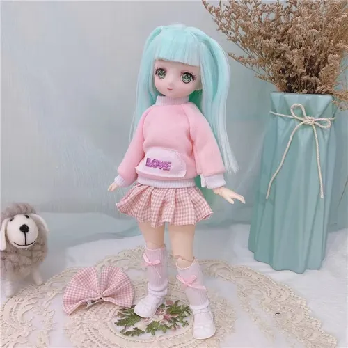 BJD Mädchen Puppen 30cm Kawaii 6 Punkte Joint Bewegliche Puppen Mit Mode Kleidung Weiches Haar Kleid