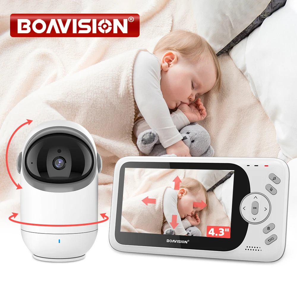 4,3 Zoll Video Baby Monitor mit Pan Tilt Kamera 2,4G Wireless Zwei-wege Audio Nachtsicht Sicherheit Kamera Babysitter VB801 Image