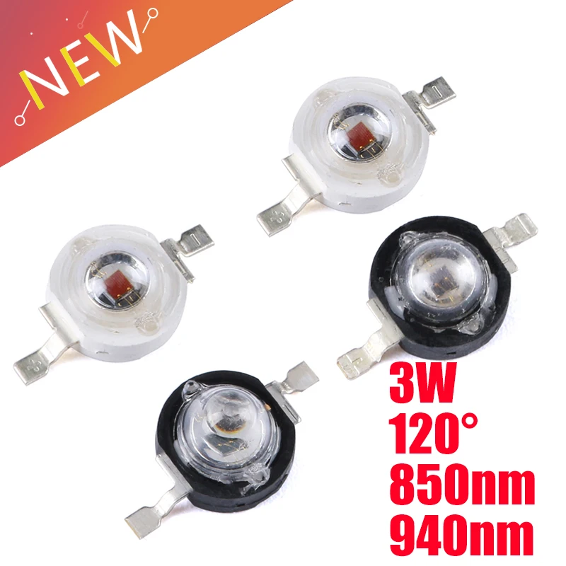 5 stücke 3W Infrarot IR High Power LEDs Emitter CCTV Kamera IR Diode für Sicherheit Schwarz LEDs 850nm 940nm 3W 700mA Image