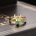 Loki Ring Sets Für Frauen Superhero Thor Grüne Kristall Passende Crown Helm Ringe Stapeln Schmuck