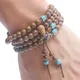 Heißer verkauf Multilayer Holz Perlen Lotus Tibetischen Buddhistischen Mala Buddha Charme Rosenkranz