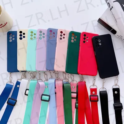 Crossbody Lanyard Halskette Weiche Silikon Fall Für Samsung Galaxy S23 S22 S21 Ultra A53 A52 A51 A71