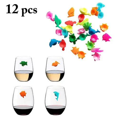12 teile/satz Kreative Nette Wein Glas Charme Saug Marine Tiere Wein Glas Marker Wein Glas Tag Bar