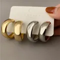 JWER Trendy Einfache Silber Farbe Hoop Ohrringe Für Frauen Mädchen Kreis Runde Minimalistischen