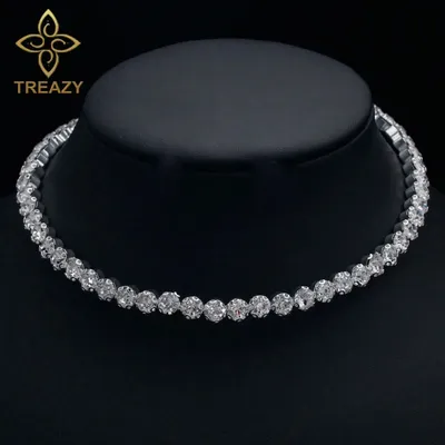 TREAZY Braut Mode Kristall Strass Halsband Halskette Frauen Hochzeit Zubehör Tennis Kette Colliers