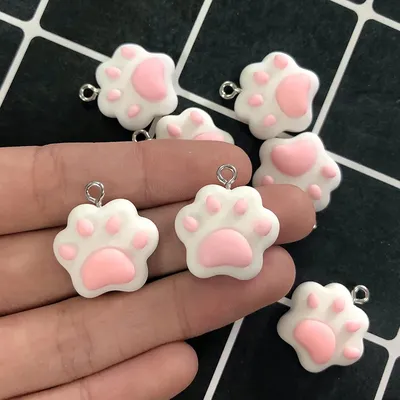 10 stücke Nette Rosa Katze Klaue Harz Charms DIY Cartoon Tier Ohrring Pet Choker Anhänger Schmuck Image