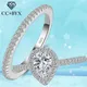 CC Doppel Ringe Für Frauen Silber Farbe Wasser Tropfen Weiß/Rosa Luxus Braut Hochzeit Schmuck