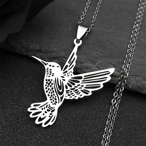 Kolibri Anhänger Edelstahl Halsketten für Frauen Vogel Halskette Kolibri Colibri Schmuck Acero