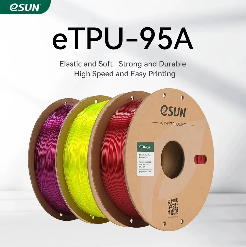 eSUN Flexibles TPU-Filament 1,75 mm, TPU 95A 3D-Drucker-Filament 1 kg 2,2 LBS Spule 3D-Druckmaterial TPU 95A für 3D-Drucker Image