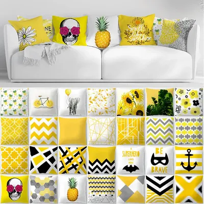 Geometrie Gelbe Schädel Dekorative Kissen Kissen Sommer Kissenbezug Home Decor Sofa Wohnzimmer Image