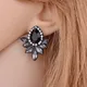 Korea Mode Kreative Schwarz Blume Strass Stud Ohrringe Kristall Acryl Retro Ohrringe frauen Schmuck