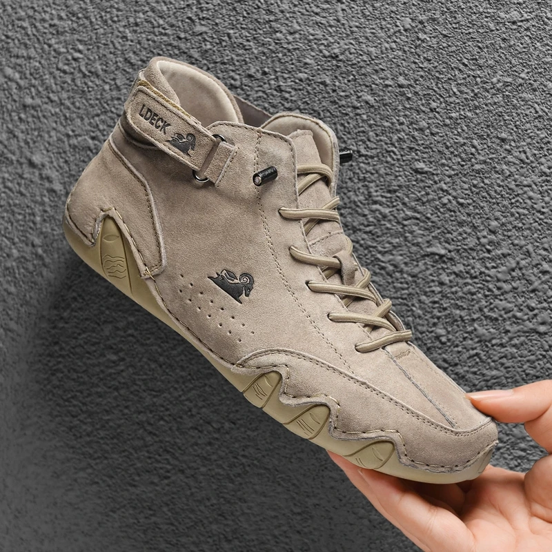 Leder Stiefeletten für Männer 2023 neu in High-Top-Sneakers Luxus Winters chuhe Mann Schuhe lässig Pelz Plüsch Motorrad Stiefel Mann