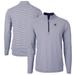 Men's Cutter & Buck Navy/White New York Yankees Virtue Eco Pique Micro Stripe Big Tall Recycled Quarter-Zip Pullover Top