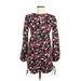 Nasty Gal Inc. Casual Dress - Bodycon Crew Neck Long sleeves: Black Floral Dresses - New - Women's Size 6