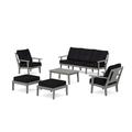 POLYWOOD® Prairie 6 Piece Sofa Seating Group w/ Cushions Plastic in Gray/Black | 35.5 H x 76.07 W x 31.68 D in | Outdoor Furniture | Wayfair