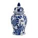 Alcott Hill® Birdye Temple Jar w/ Lid - White & Blue Chinoiserie Floral Stoneware for Home, Office, Gift Idea in Blue/White | Wayfair