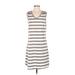 Hanna Andersson Casual Dress - Shift V Neck Sleeveless: White Color Block Dresses - Women's Size Small