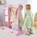 Pretend Play Costume Storage Wardrobe for Kids with Mirror & Shelves, Armoire with Bottom Tray, Toddlers Room Furniture