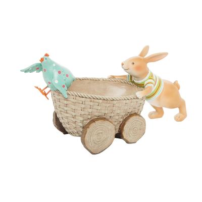 Bunny Pushing Basket with Chick Easter Decoration