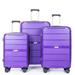 3-Piece Spinner Luggage Set PP Lightweight Suitcase Sets (20/24/28), Purple