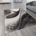 Modern Area Rug for Living Room with Abstract Waves Design