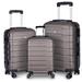 3 Piece Luggage Suitcase Hardside Spinner Luggage Sets 20"/24"/28", Brown