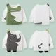 Tuonxye Jungen Kinder T-Shirts Herbst Cartoon Elefant Muster Kinder hemden lässig Rundhals