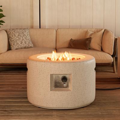 COSIEST Outdoor White Terrazzo Propane Fire Pit Table