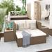 Outdoor 6-Piece Garden Furniture Set, PE Wicker Rattan Sectional Sofa Set with 2 Tea Tables