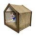Retro Pet House Retro Weathered Watercolor Effect Print with Abstract Leaves and Petals Pattern Outdoor & Indoor Portable Dog Kennel with Pillow and Cover 5 Sizes Tan and Caramel by Ambesonne