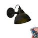 FSLiving Battery Operated Wall Sconces Wireless Black Iron Wall Lamp Retro Industrial Design E26 Base LED Nightstand Wall Light Fixture for Background Corner Loft Corrider Entrance - 1 Light