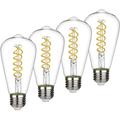 ST64 6W Vintage Edison LED Bulb Antique Flexible Spiral LED Filament Light Bulb Medium Base Clear Glass(4 Pack)-6w-5000K-4 Pack