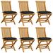 Aibecy Patio Chairs with Black Cushions 6 pcs Solid Teak Wood