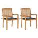 Aibecy Patio Chairs 2 pcs with Anthracite Cushions Solid Teak Wood