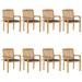 Aibecy Stacking Patio Chairs with Cushions 8 pcs Solid Teak Wood