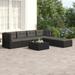 Aibecy 6 Piece Patio Set with Cushions Black Poly Rattan