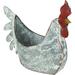 Weathered White Metal Rooster Indoor/Outdoor Planter - Farmhouse Garden Decor 15.5 Inches Long
