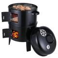 3 in 1 Vertical Charcoal BBQ Smoker Grill Separable with Built-in Thermometer Portable Fire Pit for Outdoor Picnic Camping