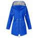 WNG Solid Raincoat Hooded Outdoor Rain Windproof Jacket Womenâ€™S Jackets Women s Coat