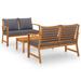 Dcenta 3 Piece Garden Set with Cushion Solid Acacia Wood