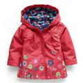 Little Girls Hoodie Jacket Flowers Hooded Waterproof Windbreaker Raincoat Coat Outwear for Kids Children 2-7Y