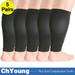 S(5Pack) Wide Calf Compression Sleeve Women Men Plus Size Leg Compression Sleeves Graduated Support for Circulation Recovery Shin Splints Leg Pain Relief Support Swelling Travel Black ChYoung