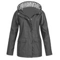 WNG Women Solid Rain Jacket Outdoor Plus Waterproof Hooded Raincoat Windproof