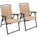 Patio Folding Chair Deck Chair Camping Garden Pool Using Chairs Saving Set of 2 (Beige)