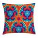 Tie Dye Decor Throw Pillow Cushion Cover Spiritual Ikat with Hallucinatory Concentric Fractal Weird Creepy Reflection Decorative Square Accent Pillow Case 24 X 24 Inches Orange Blue by Ambesonne