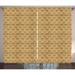 Retro Curtains 2 Panels Set Worn Out Look Abstract Pattern with Ornamental Wavy Horizontal Stems in Repeat Window Drapes for Living Room Bedroom 108W X 63L Inches Tan and Caramel by Ambesonne