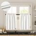 Barossa Design Short Waffle Kitchen Curtains Tier 36 Inch for Bathroom Light Filtering Cafe Curtains Set of 2 -White