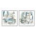 Stupell Industries Bathroom Tub Painting Blue & Beige Typography Painting White Framed Art Print Wall Art Set of 2