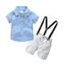 Efsteb Toddler Boy Clothes Sets Fashion Kids Toddler Infant Baby Boys Clothes Sets Lapel Short Sleeve Casual Gentleman Formal Shirts and Sling Suspender Shorts Set Yellow 1-2 Years