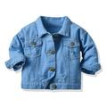 Godderr Girls Boys Denim Jacket for Kids Toddler Button Solid Color Lapel Jeans Jacket Top for 3M-6Y Outerwear Jackets